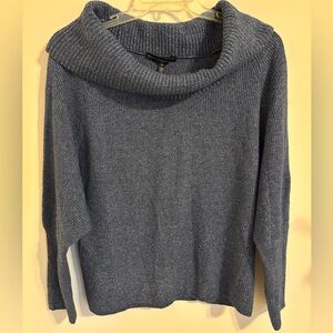White House Black Market Wide Cowl Neck Heather Blue Sweater